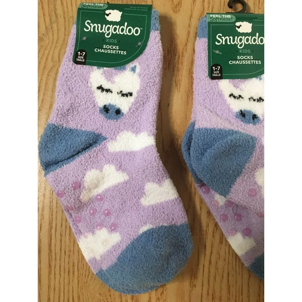New Bundle Of 2 Girls Snuggadoo Lamb Fleece Socks Size1-7